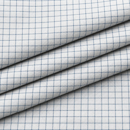 SPD/SH-697 - 2-White & Blue Fine Check Shirt Fabric view 3