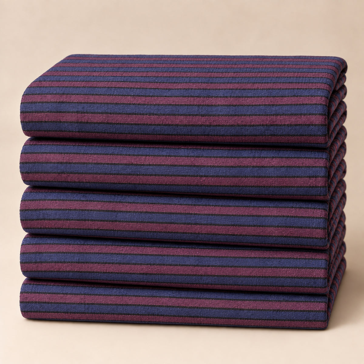 SPD/SH-691 - 1-Navy Blue & Maroon Stripe Shirt Fabric view 5