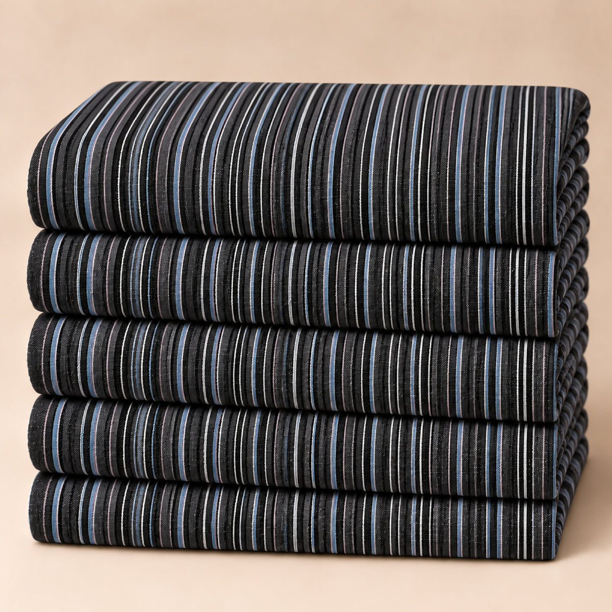 SPD/SH-692 - s -Black & Blue Multi-Stripe Shirt Fabric view 5