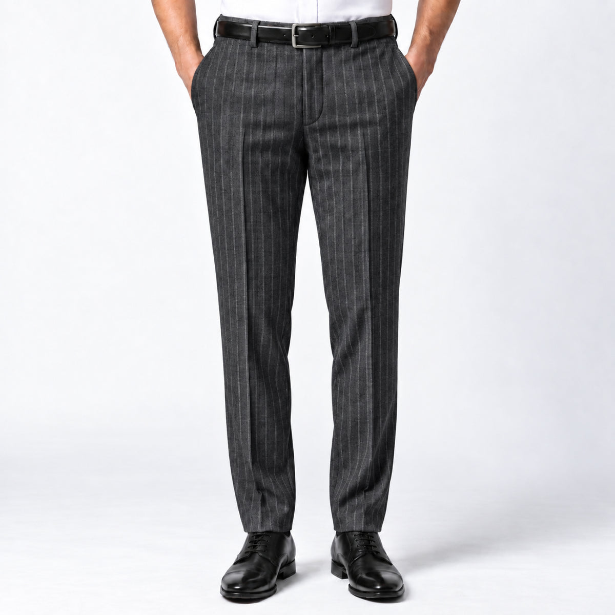 JCL-123 - 5-Midnight Charcoal Pinstripe Trouser Fabric view 1