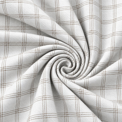 SPD/SH-704 - 1 -White & Beige Check Shirt Fabric view 2