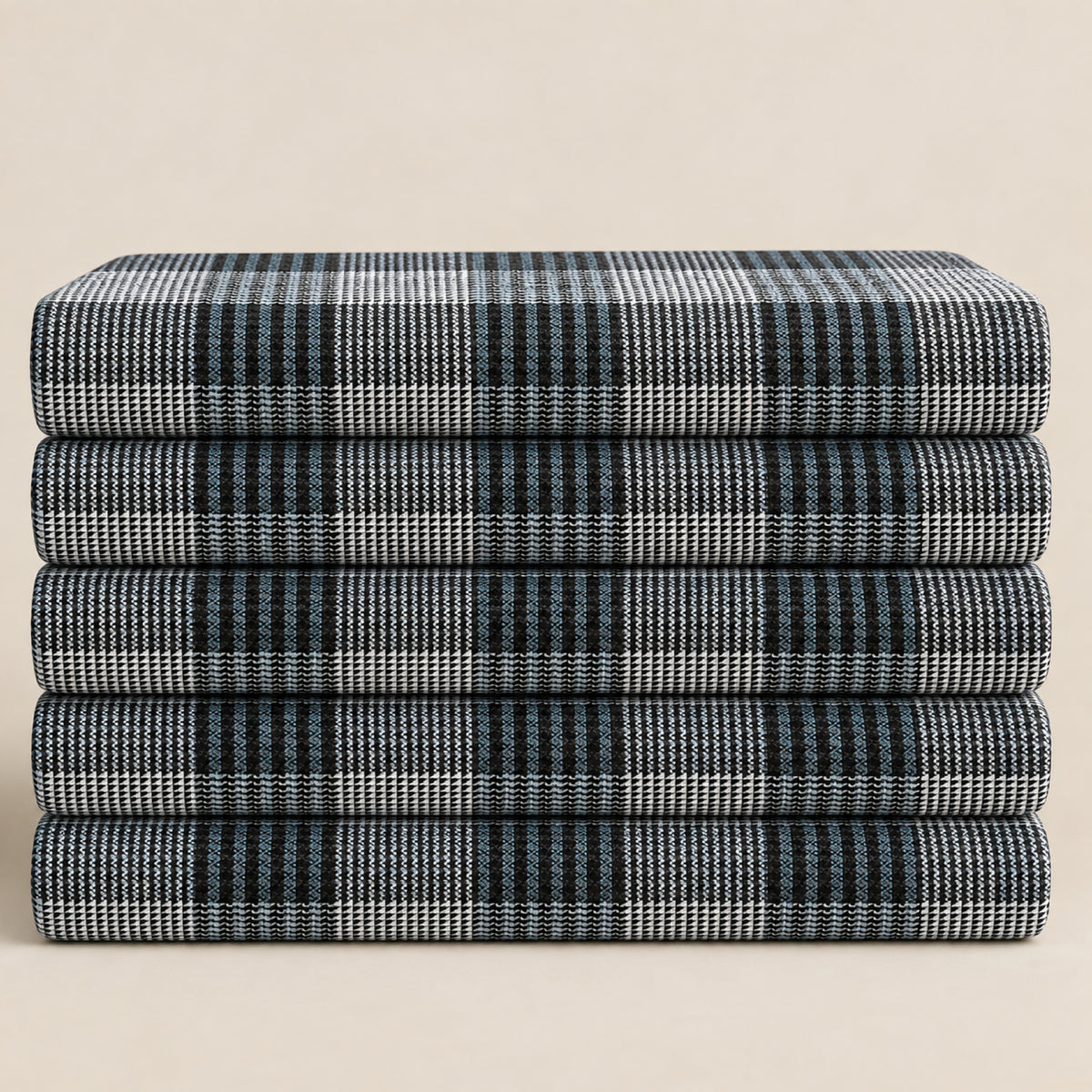SPD/SH-733 - 1-Black, White & Blue Check Shirt Fabric view 5