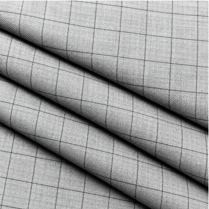02521 - 1-Light Grey Windowpane Check Trouser Fabric view 3