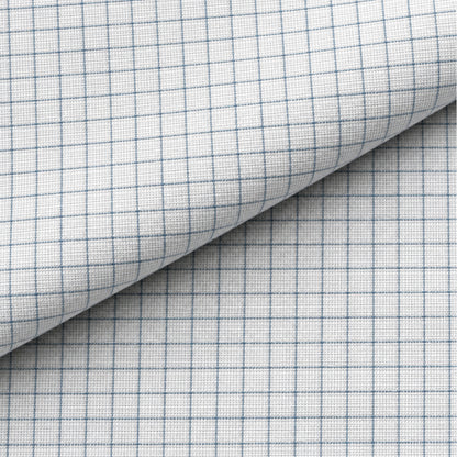 SPD/SH-697 - 2-White & Blue Fine Check Shirt Fabric view 4