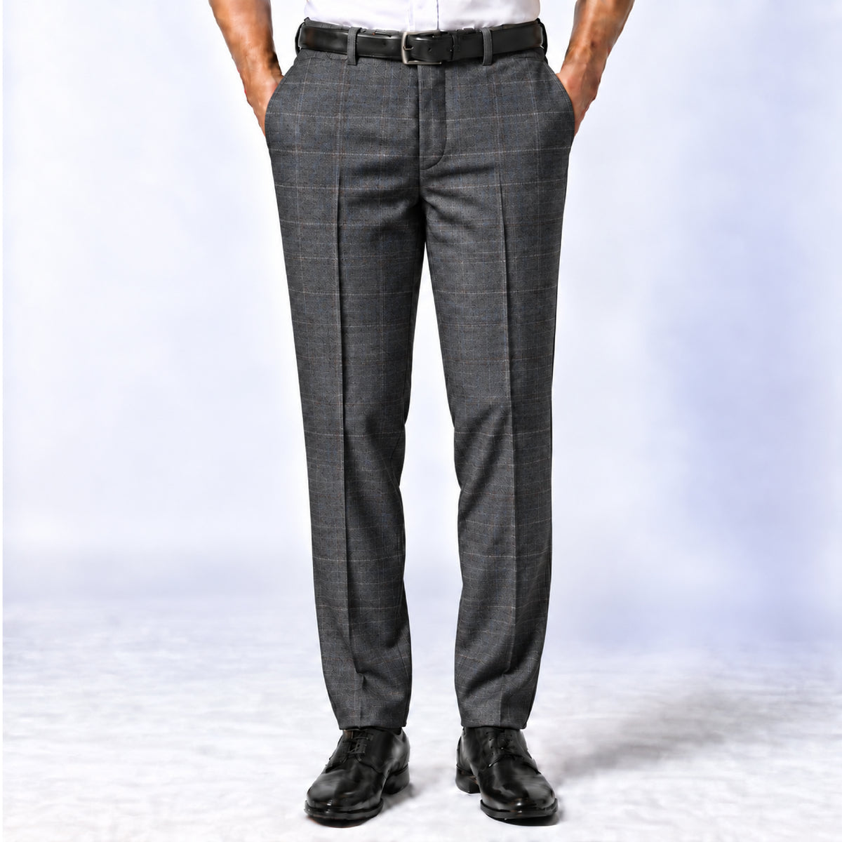 02421 - 4-Light Grey Textured Stripe Trouser Fabric view 1