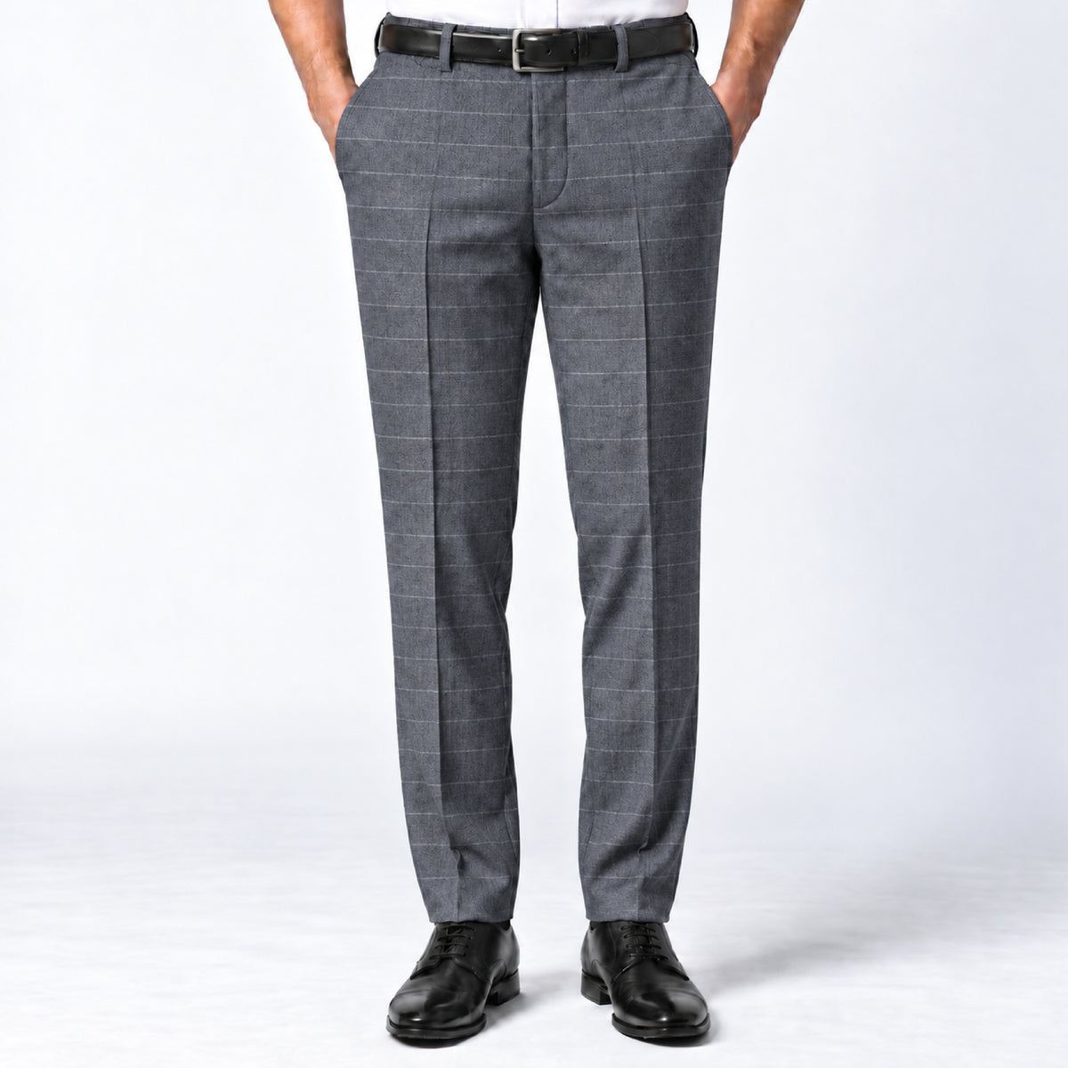 JCL-218 - 1-Steel Grey Pinstripe Trouser Fabric view 1