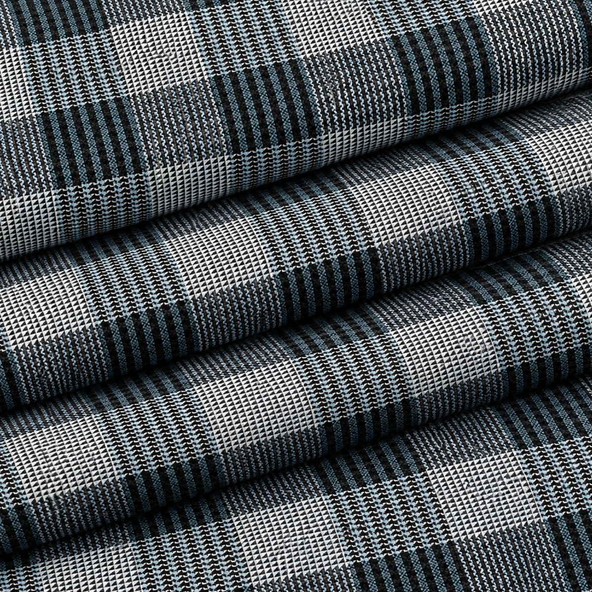SPD/SH-733 - 1-Black, White & Blue Check Shirt Fabric view 3