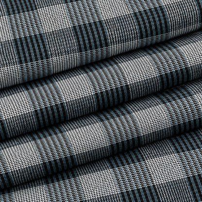 SPD/SH-733 - 1-Black, White & Blue Check Shirt Fabric view 3