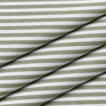 SPD/SH-662 - 3-Olive Green & White Stripe Shirt Fabric view 3