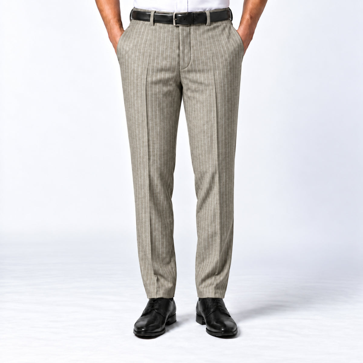 JCL-231 - 1-Sand Beige Pinstripe Trouser Fabric view 1