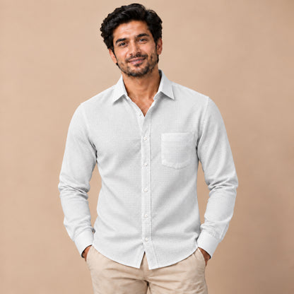  SPD/SH-608  - 2-White Micro Pattern Shirt view 1