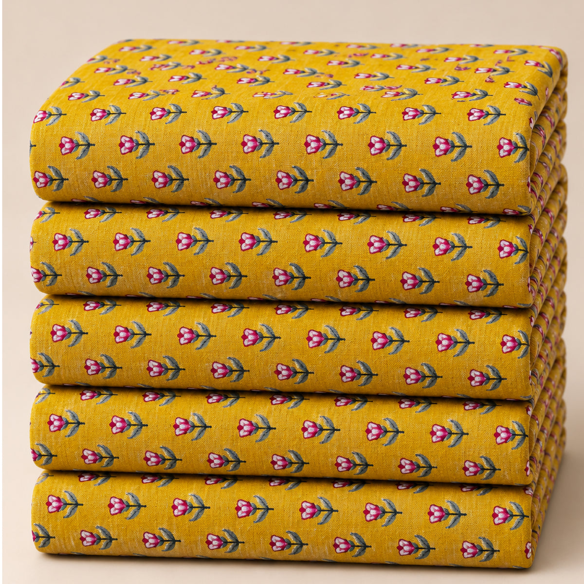 Mustard Mini Motif Kurta Fabric - view 4