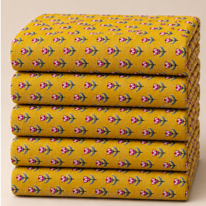Mustard Mini Motif Kurta Fabric - view 4