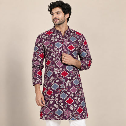 Plum Heritage Patchwork Kurta Fabric - view 1