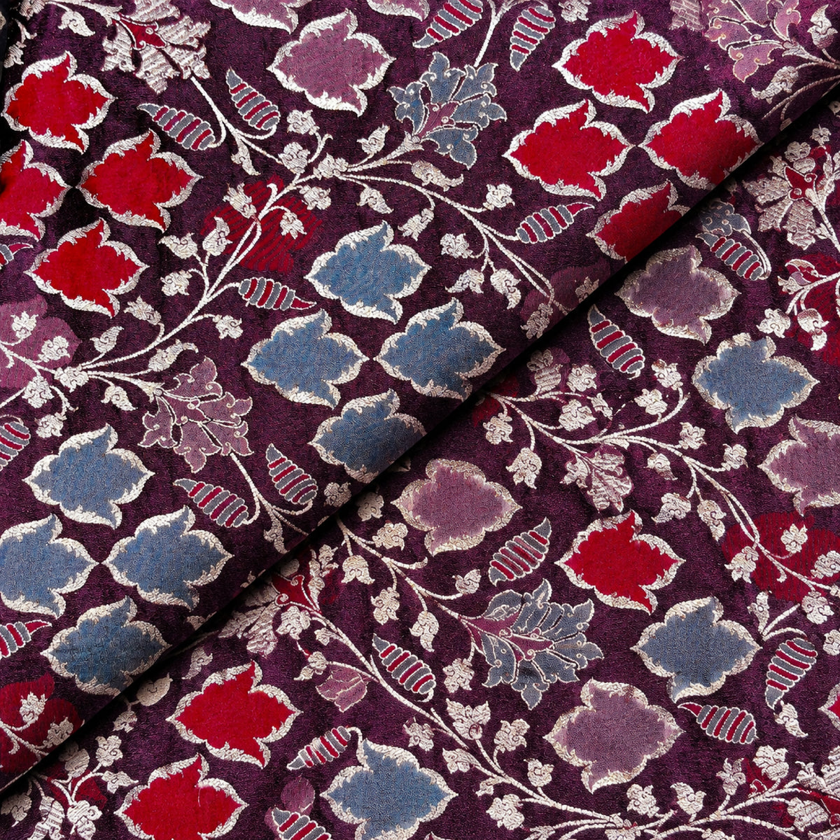 Plum Heritage Patchwork Kurta Fabric - view 2