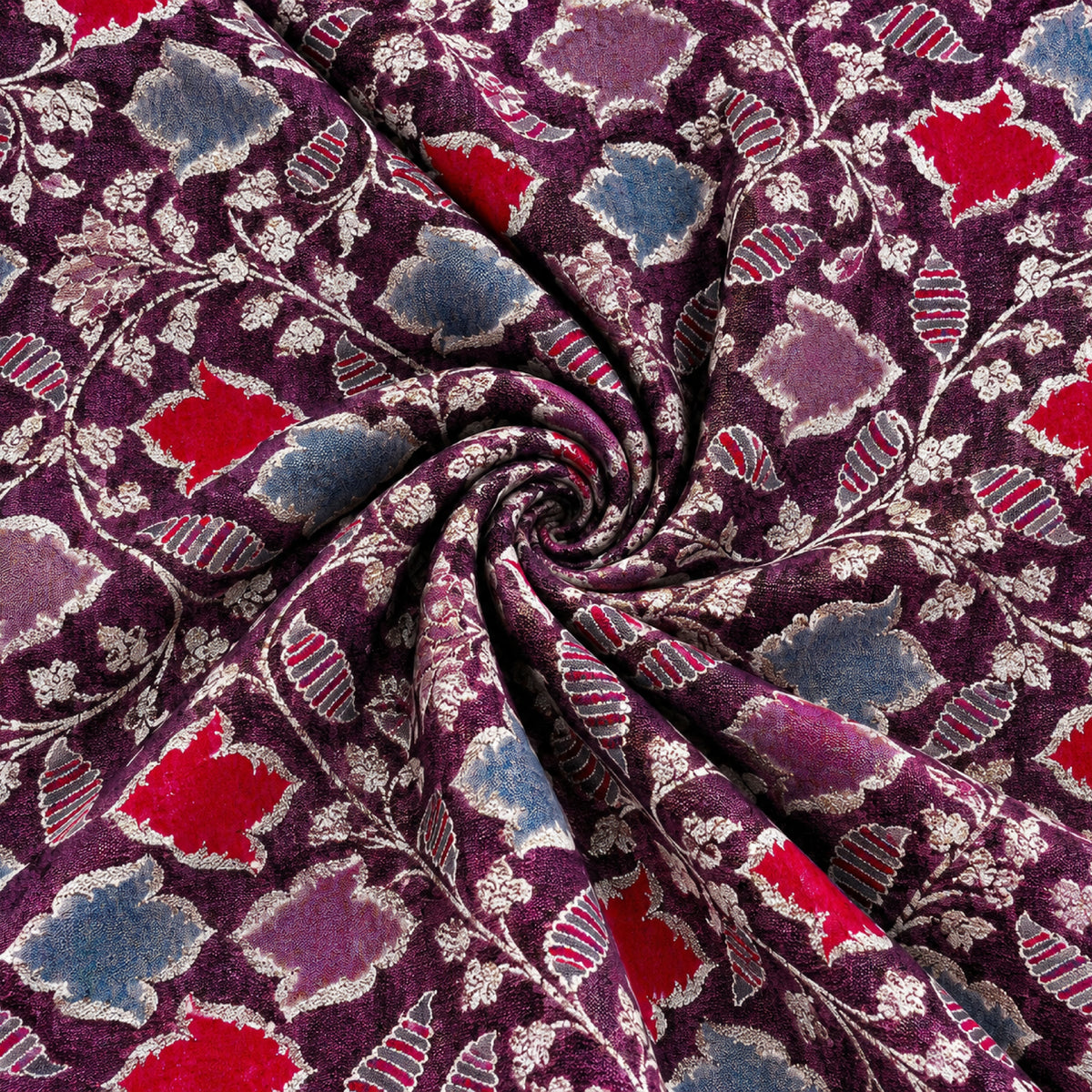 Plum Heritage Patchwork Kurta Fabric - view 3