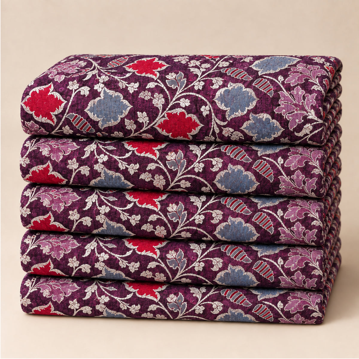 Plum Heritage Patchwork Kurta Fabric - view 4