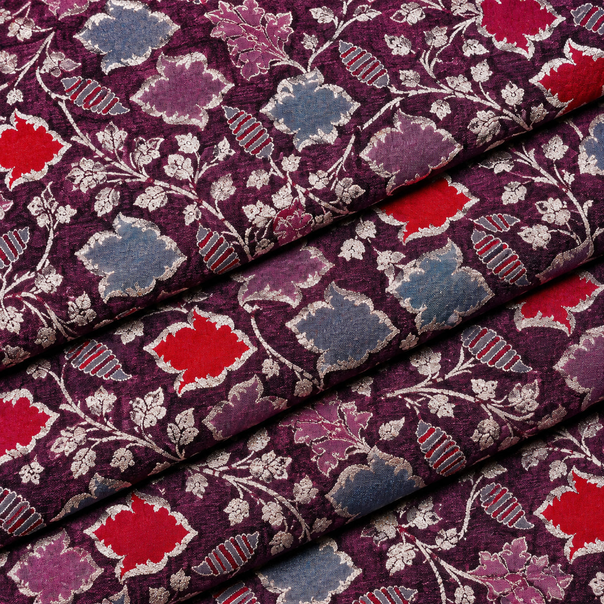 Plum Heritage Patchwork Kurta Fabric - view 5