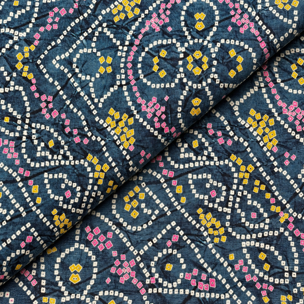 Teal Festive Bandhani Mosaic Kurta Fabric - view 2