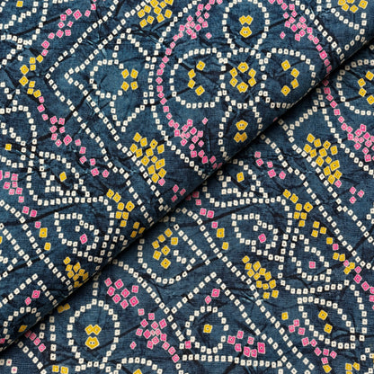 Teal Festive Bandhani Mosaic Kurta Fabric - view 2