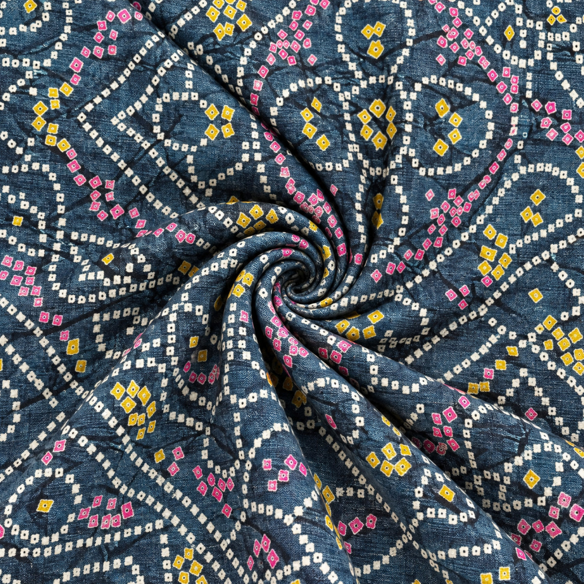 Teal Festive Bandhani Mosaic Kurta Fabric - view 3