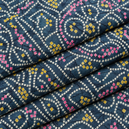 Teal Festive Bandhani Mosaic Kurta Fabric - view 5