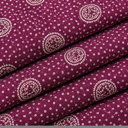 Wine Bandhani Circle Kurta Fabric - view 5