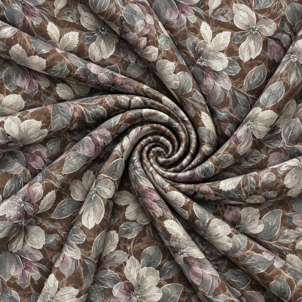 Brown Floral Print Shirt Fabric